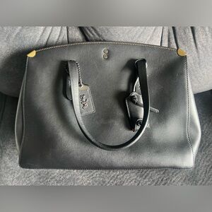COACH SHOULDER BAG 22821 LEATHER/SUEDE BLACK BLACK WOMEN USED